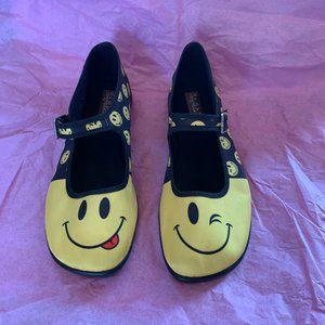 Chocolaticas Smiley Face Mary Jane Flat Shoes